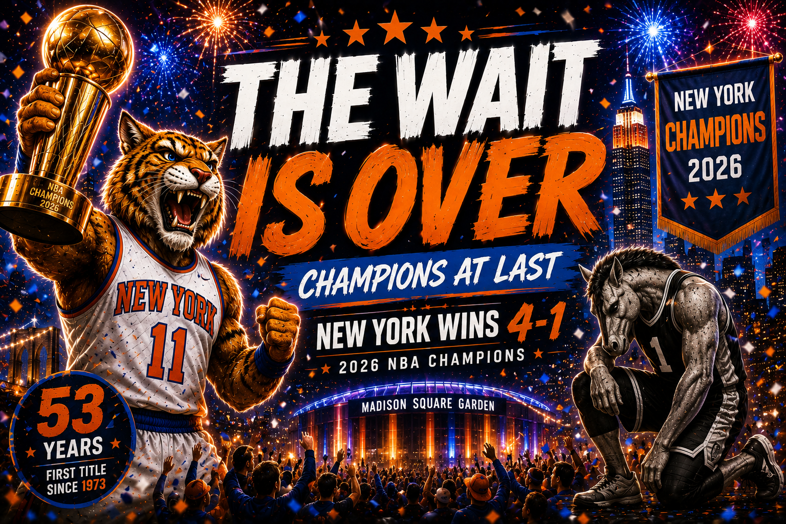 Jalen Brunson and the New York Knicks win the 2026 NBA Championship in Game 5 against the San Antonio Spurs