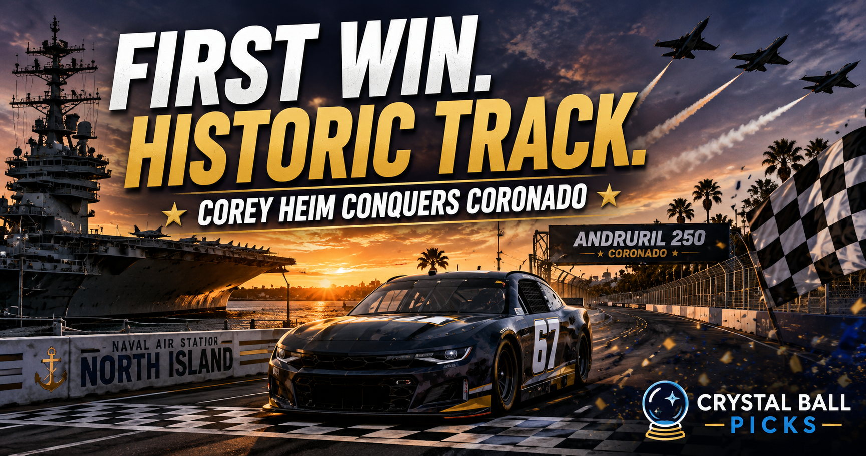 Corey Heim wins the 2026 Andruril 250 at Naval Base Coronado in San Diego for his first NASCAR Cup Series victory